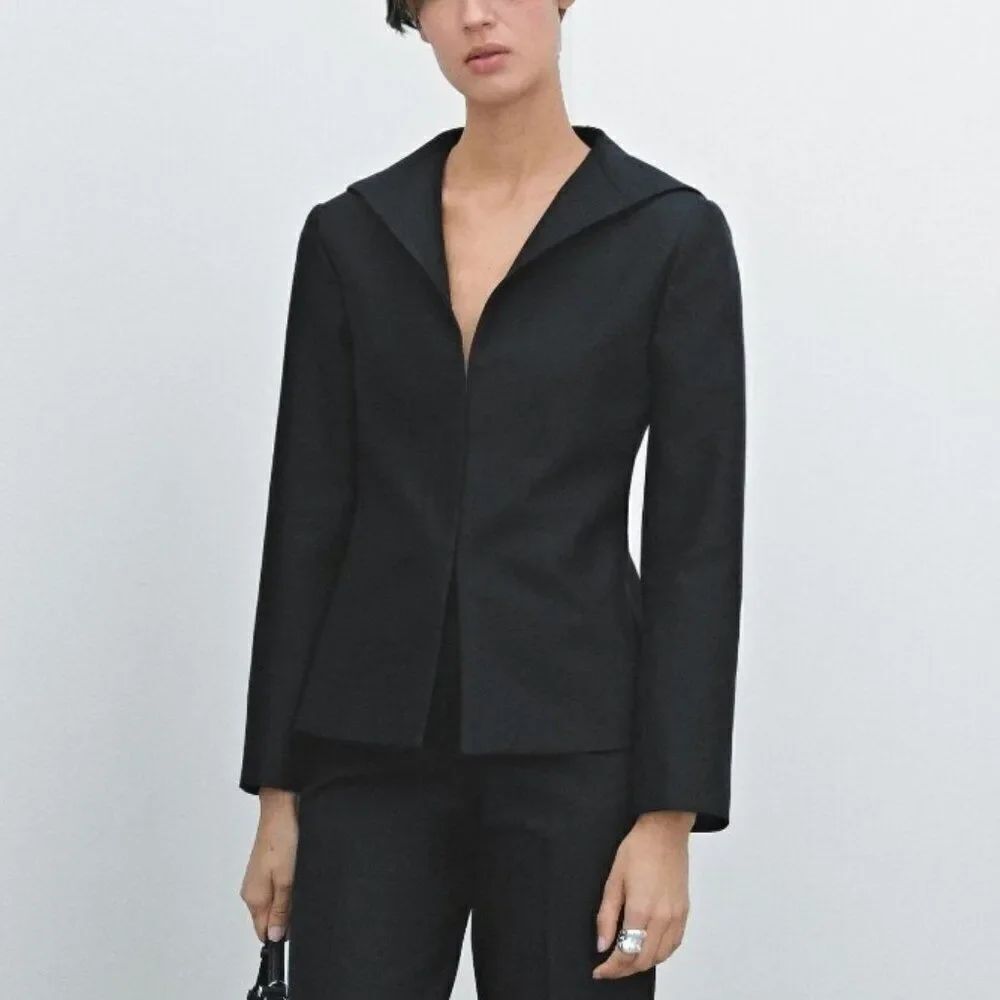 Massimo Dutti Women Suit Jacket Blazer EU 34 US 2 Black Limited Ed 6038/555 NWT
